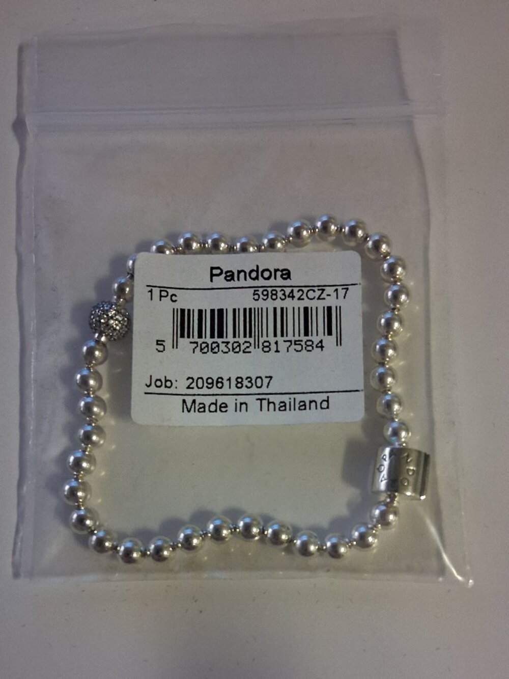 Pandora Beaded Sterling Silver Bracelet with Clear Cubic Zirconia - Picture 2 of 6
